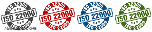 iso 22000 stamp. iso 22000 round stamp set isolated on white background