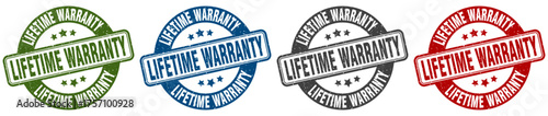 lifetime warranty stamp. lifetime warranty round stamp set isolated on white background