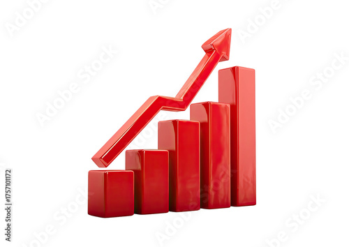 Free Download Red graph rising upwards, shiny, on black - GFXLoad