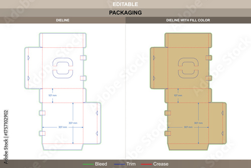 Economical lock tuck end box dieline professional vector printing packaging design durable folding structure clear die line layout perfect for cost-effective branding