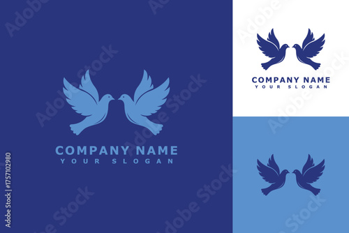 Elegant Dove Logo Design Featuring Two Birds in Flight.