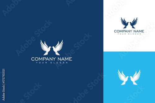 Elegant Dove Logo Design Featuring Two White Birds in Flight.