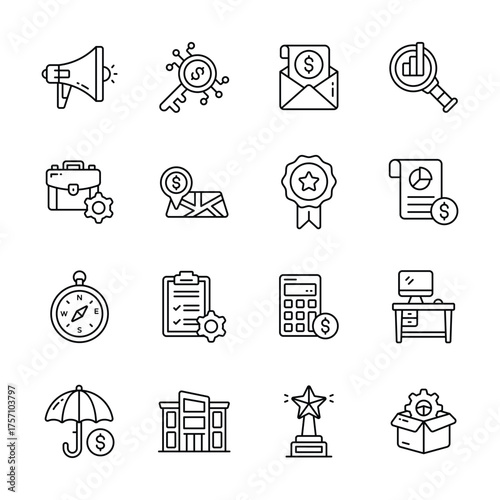 Get this amazing icons set of business and finance in modern style