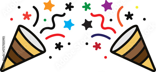 Party popper icon. two colorful popper. celebration concept 