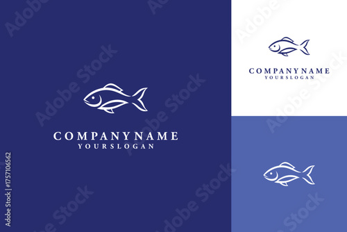 Elegant Fish Logo Design with Minimalist Line Art Style.
