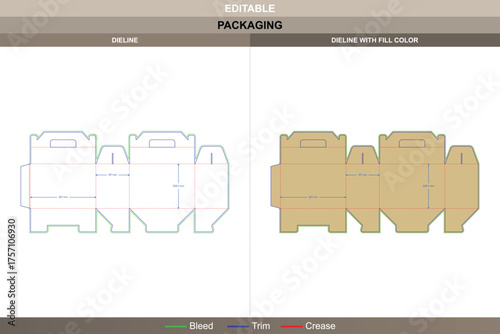 Positive button bottom tuck end box dieline refined vector printing packaging template detailed lock base structure with precise die line setup ensuring strong closure