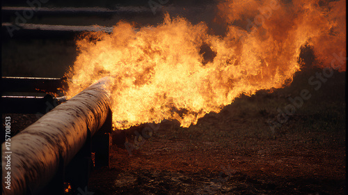 Gas leak. A spark and a fire, an explosion on a gas pipeline.	