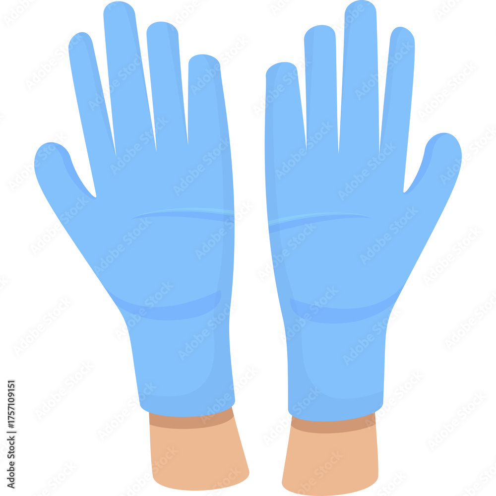 Obraz premium Pair of Light Blue Disposable Medical Gloves Seen From Above With Beige Skin Tone Cuffs Against a Transparent Background