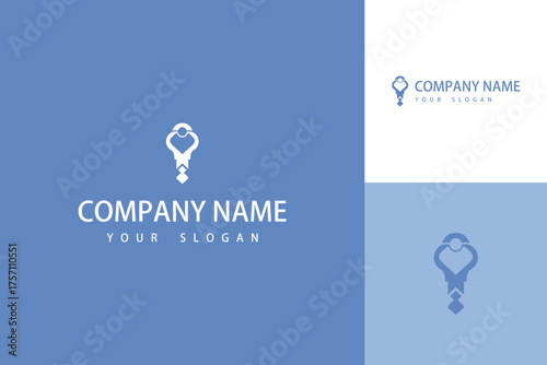 Elegant Key Logo Design with Heart Shape for Security and Love.