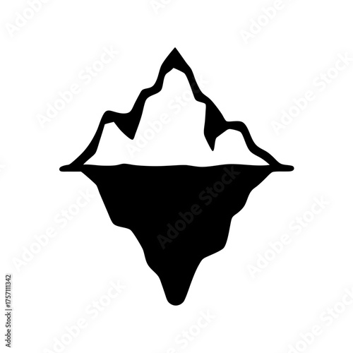 Minimalist icon of an iceberg symbol representing exploration cold and nature's grandeur