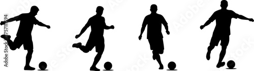 set of silhouettes of football