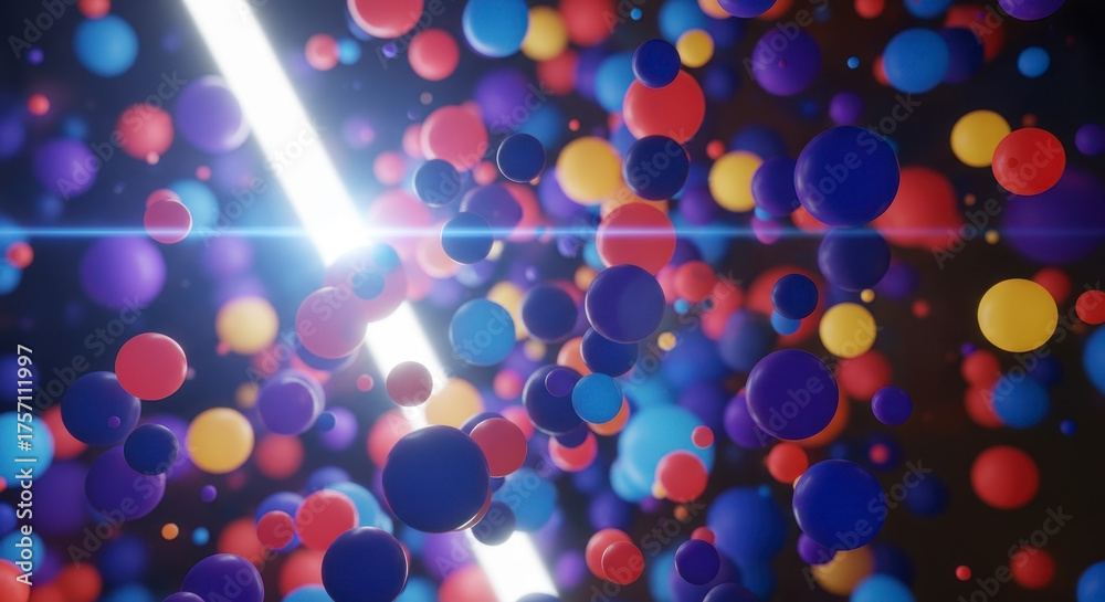 Naklejka premium Abstract Colorful Spheres Light Streaks Particle Background Animation Loop
