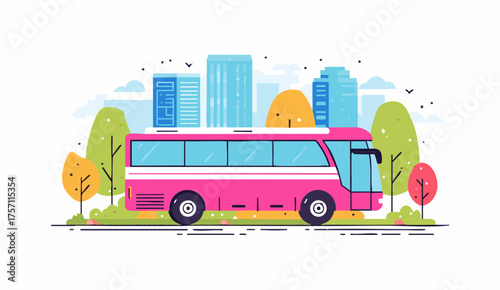 Shuttle Bus flat illustration