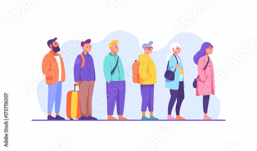 Waiting Queue flat illustration