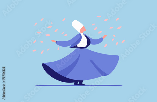 Whirling Dervish flat illustration
