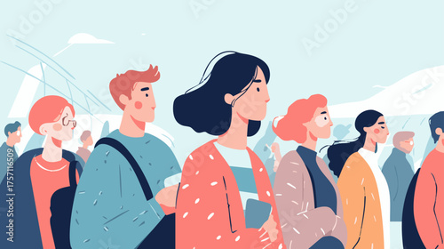 Rush Hour Crowd flat illustration