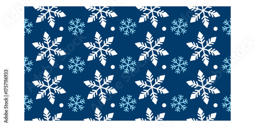 Blue Snowflake Seamless Pattern for Winter Holiday Wrapping and Frosty Background