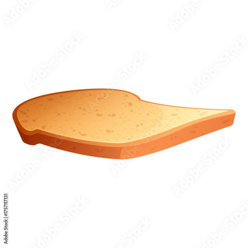 Illustrated single slice of toasted bread with a soft, golden brown color, ready to eat and enjoy