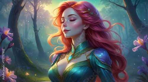 Fantasy-Portrait - Hübsche Frau mit roten Haaren