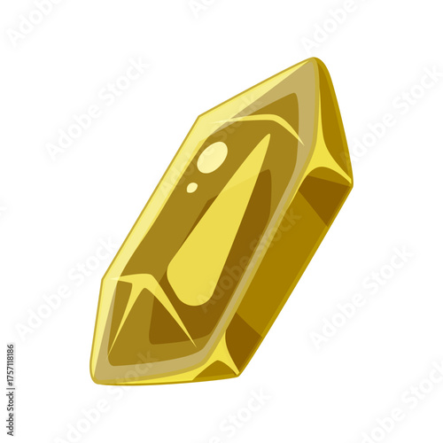 Golden Gemstone Crystal Isolated on White Background, Luxury Mineral Treasure