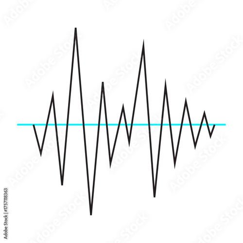 Abstract audio waveform visualization representing sound waves and frequency on a blue line background
