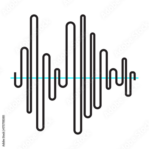 Abstract sound wave graphic with a light blue horizontal line representing audio visualization
