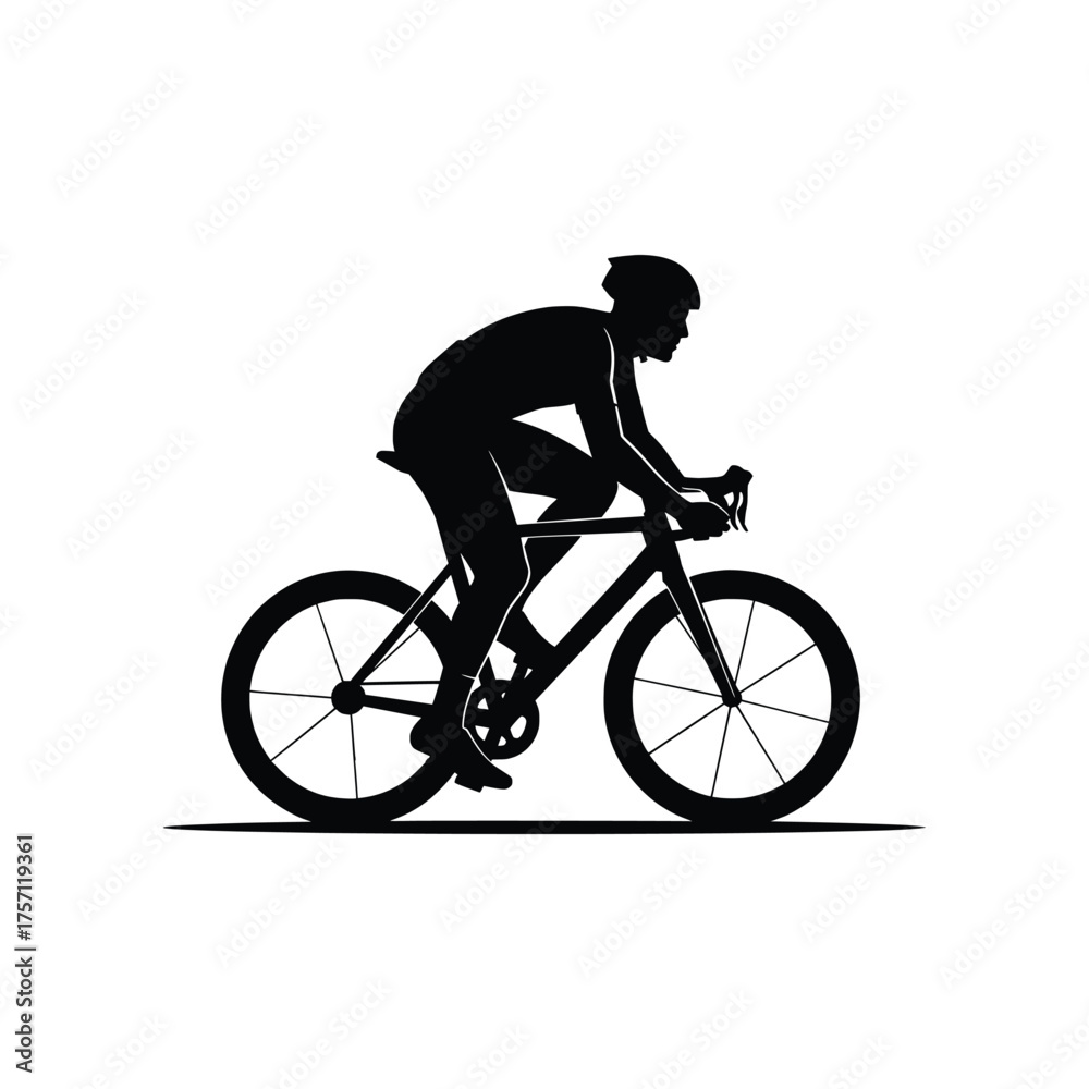 Naklejka premium Road Cycling Racer Dynamic Silhouette Vector Illustration