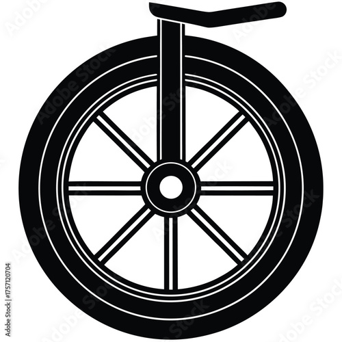 Minimal electric monowheel silhouette vector, self-balancing urban transport device, flat black icon