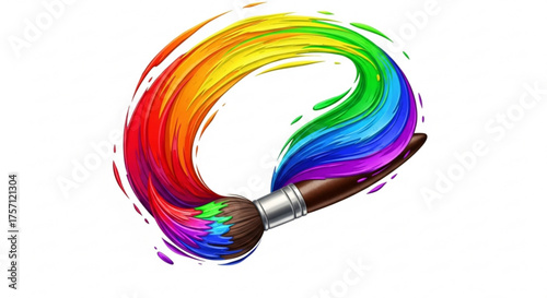 Colorful rainbow paintbrush illustration for art design and creative painting projects and graphic design elements