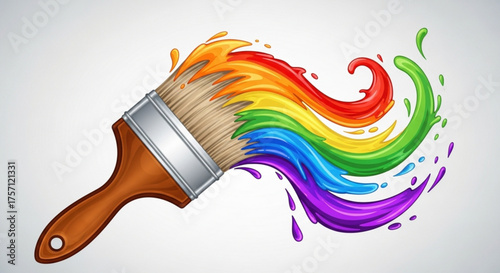 Paint brush with rainbow colors illustration for creative art projects and painting design ideas concept 100
