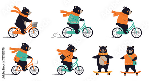 Whimsical bears enjoying various outdoor activities on a sunny day.