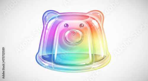 Rainbow gummy bear jelly dessert food illustration for kids party sweet treat delicious colorful design