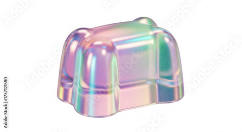 Holographic iridescent jelly mold dessert food photography product shot kitchenware stock photo for design 3d render