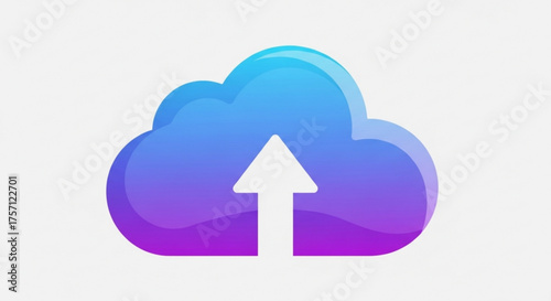 Cloud upload icon vector illustration for data transfer and storage service platform with gradient colors