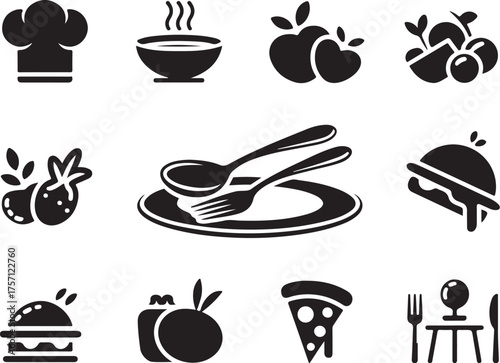 Elegant food icons perfect for restaurant menus