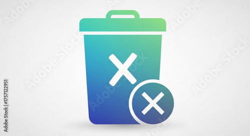 Delete icon vector graphic illustration of trash can with cross mark for removal and cancellation symbol