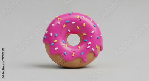 Delicious pink frosted donut with sprinkles food dessert bakery treat sweet snack confectionery yummy 3d render