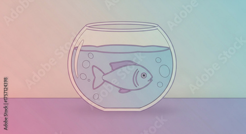 Fishbowl illustration with cute fish swimming in water bubbles for aquarium pet shop and decoration vector