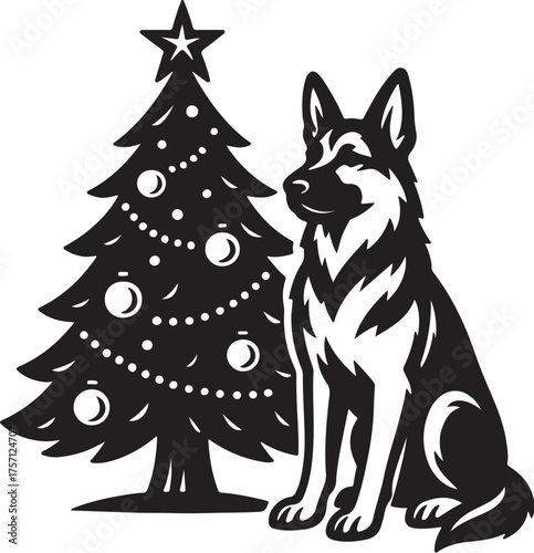 german_shepherd_christmas_tree_vector.eps