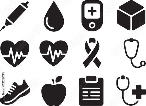 Essential healthcare icons for modern wellness design