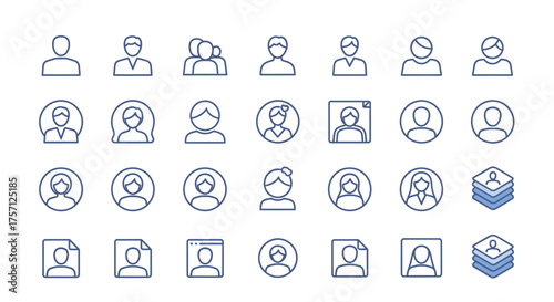 Professional user profile icons in modern style, perfect for website design, app development, and UI/UX projects needing a clean, elegant look