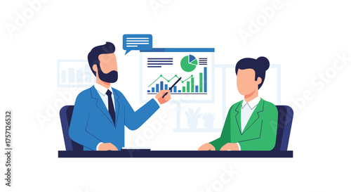 Business Analysts Discussing Financial Data and Growth Strategies Effectively