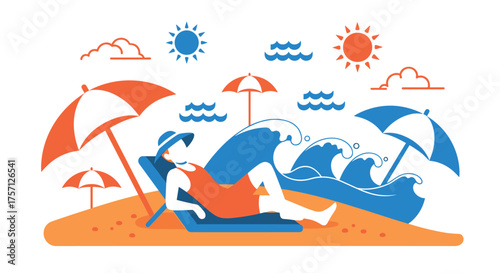 Relaxing on a Sunny Beach Under the Summer Vacation Sun