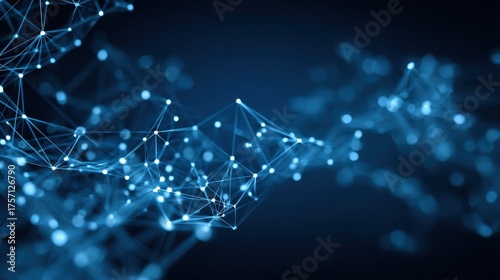 abstract connected dots on bright blue background technology concept no logos no brands ar 169