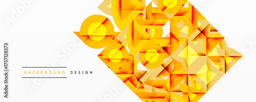 Abstract geometric design. Yellow triangles create dynamic composition. Modern style, clean lines, vibrant colors, suitable background.