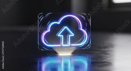 Closeup of a smart speaker button with microphone icon, representing voice assistant technology and modern communication methods