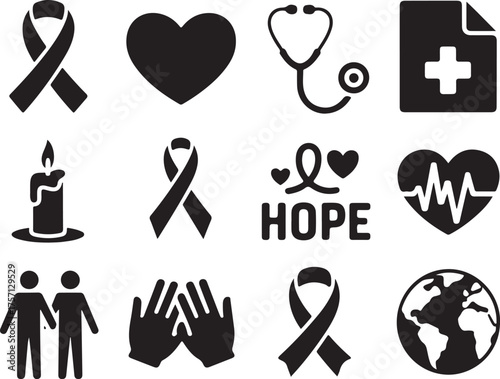 Hope, health, and support symbols for awareness campaigns
