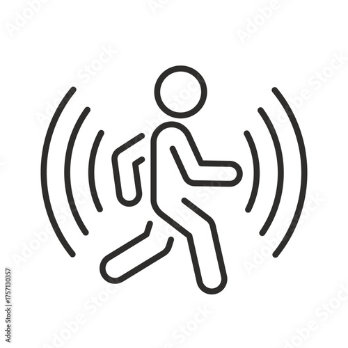 Motion Sensor Icon. Walking Man. Linear Vector Illustration.