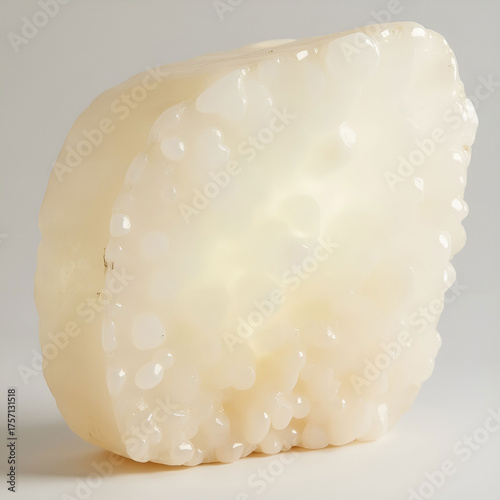 A softly illuminated cream-hued calcite slab with subtle crystalline patterns.