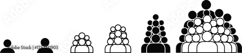 Growing Crowd: Stages of Team Development & Group Dynamics Illustrating Progression & Evolution of People in Community, Social Network Expansion & Increased Participation in Business & Society, Demons